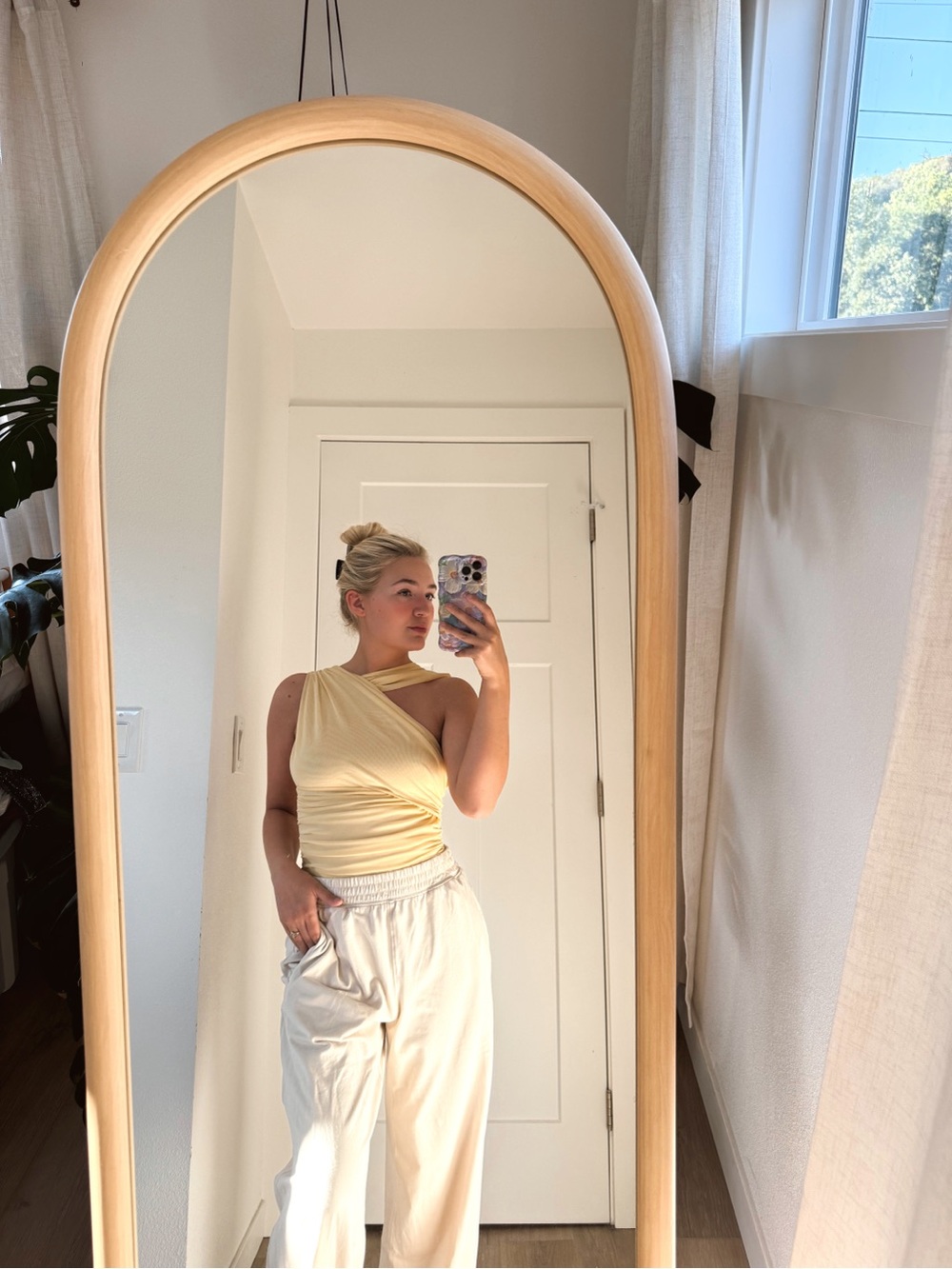 Zara Yellow One-Shoulder Bodysuit